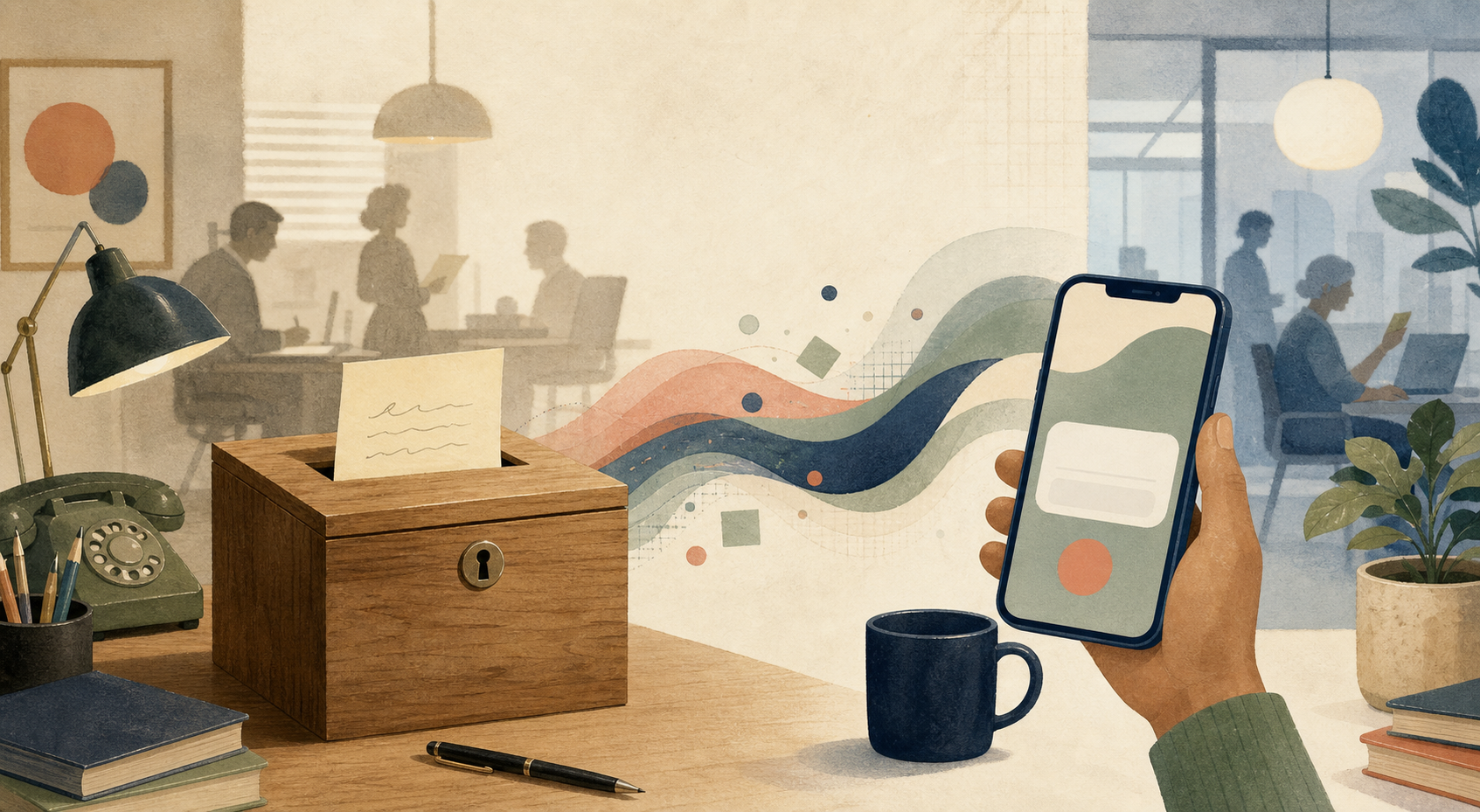 A traditional suggestion box evolving into a private digital feedback channel